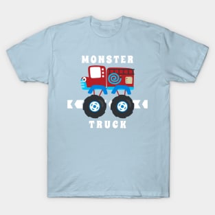 Vector illustration of monster truck with cartoon style T-Shirt